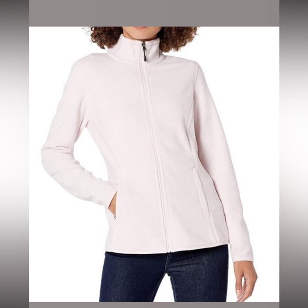 AMAZON ESSENTIALS WOMEN'S FULL-ZIP POLAR FLEECE JACKET, LIGHT PINK NEW WITH TAGS